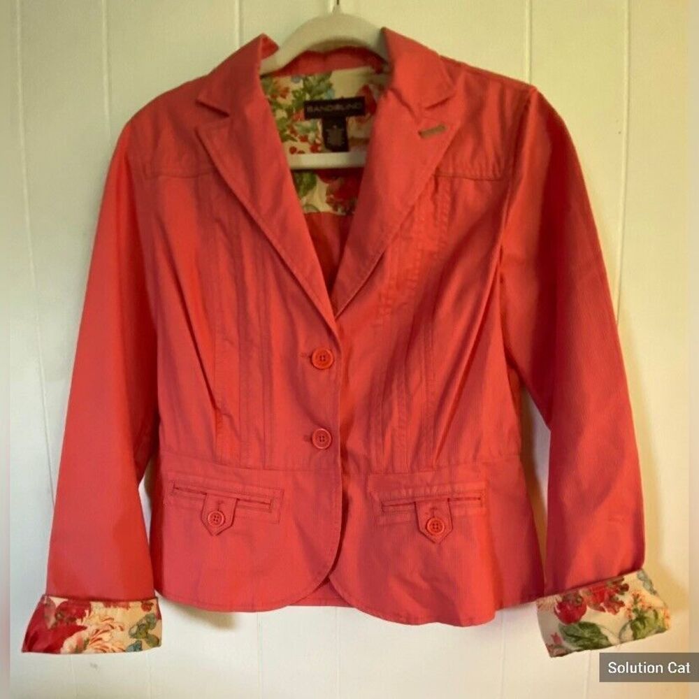 Bandolino Jacket Women’s 8 Orange Corduroy Cotton Short Preppy - Picture 3 of 7